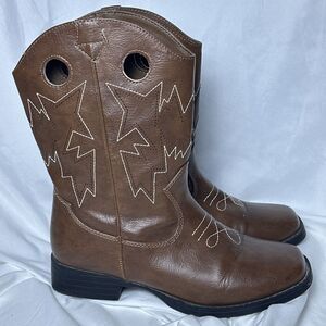 Wonder Nation Youth Boys Brown Pull-on Square toe Cowboy Boots Shoes 5‎